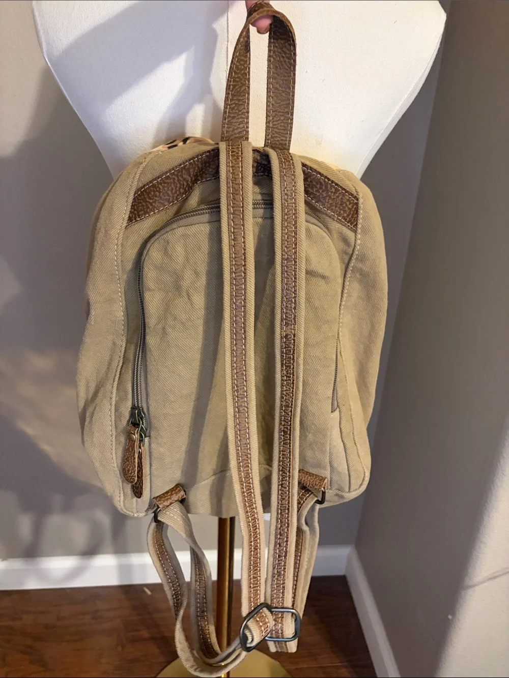 Myra Bag Leopard Hair-On Hide Canvas Backpack | Western Boho Travel Bag